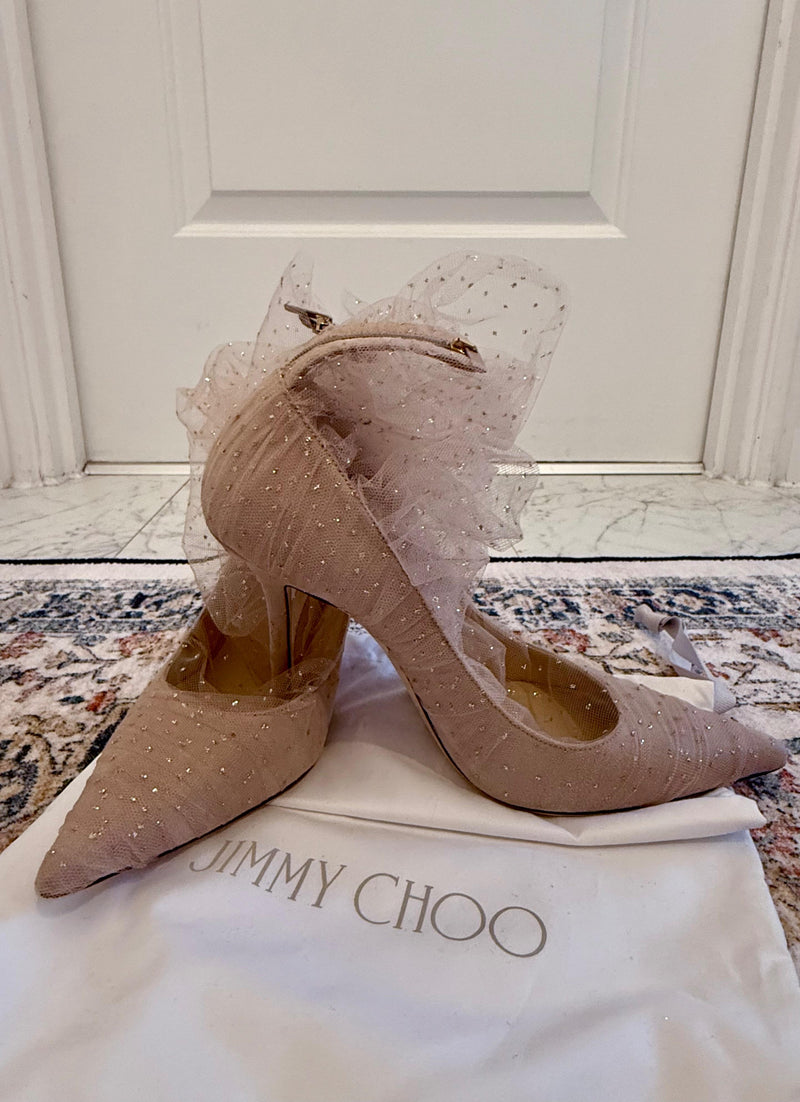 Jimmy Choo Ballet Pink Lavish Tulle Pumps