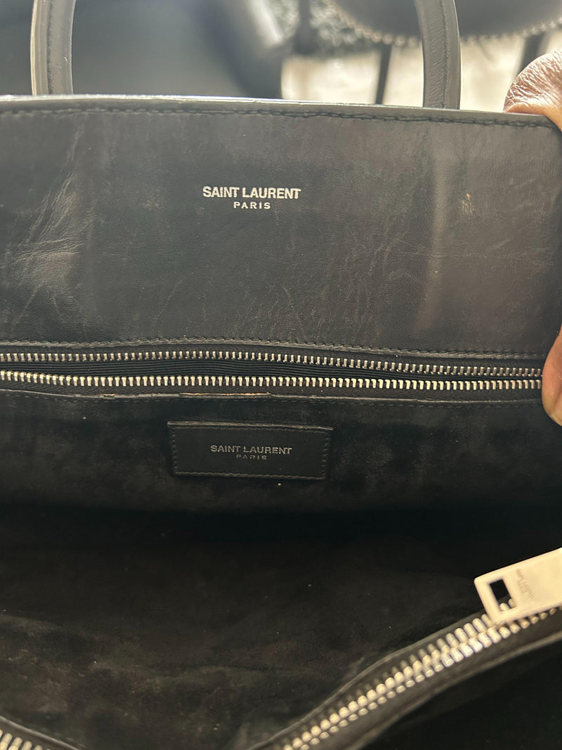 Black Leather Small Studded Sac de Jour Tote Bag