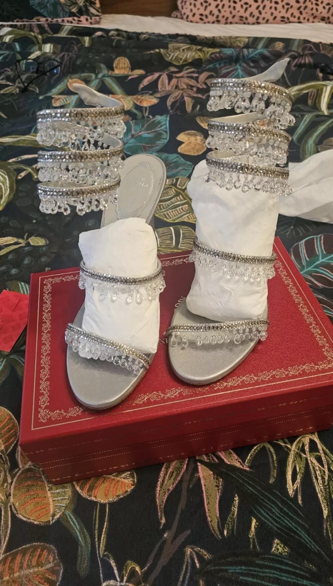 Rene Caovilla Silver Chandelier Sandals