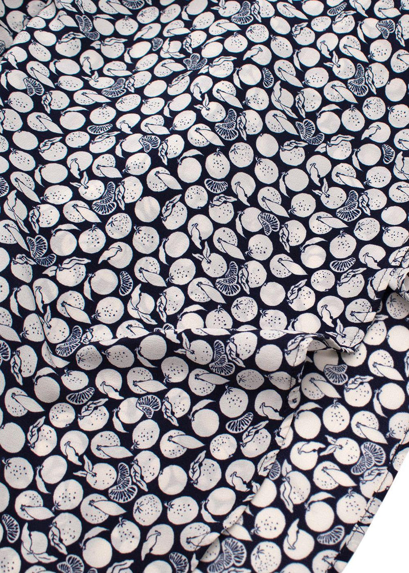 Stella McCartney Navy Lemon Print Silk Shirt