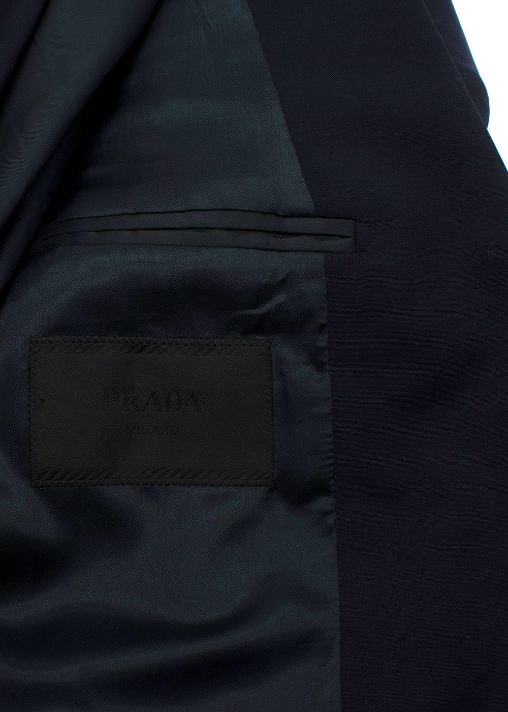 Prada Navy Single Breasted Wool and Mohair Blend Blazer