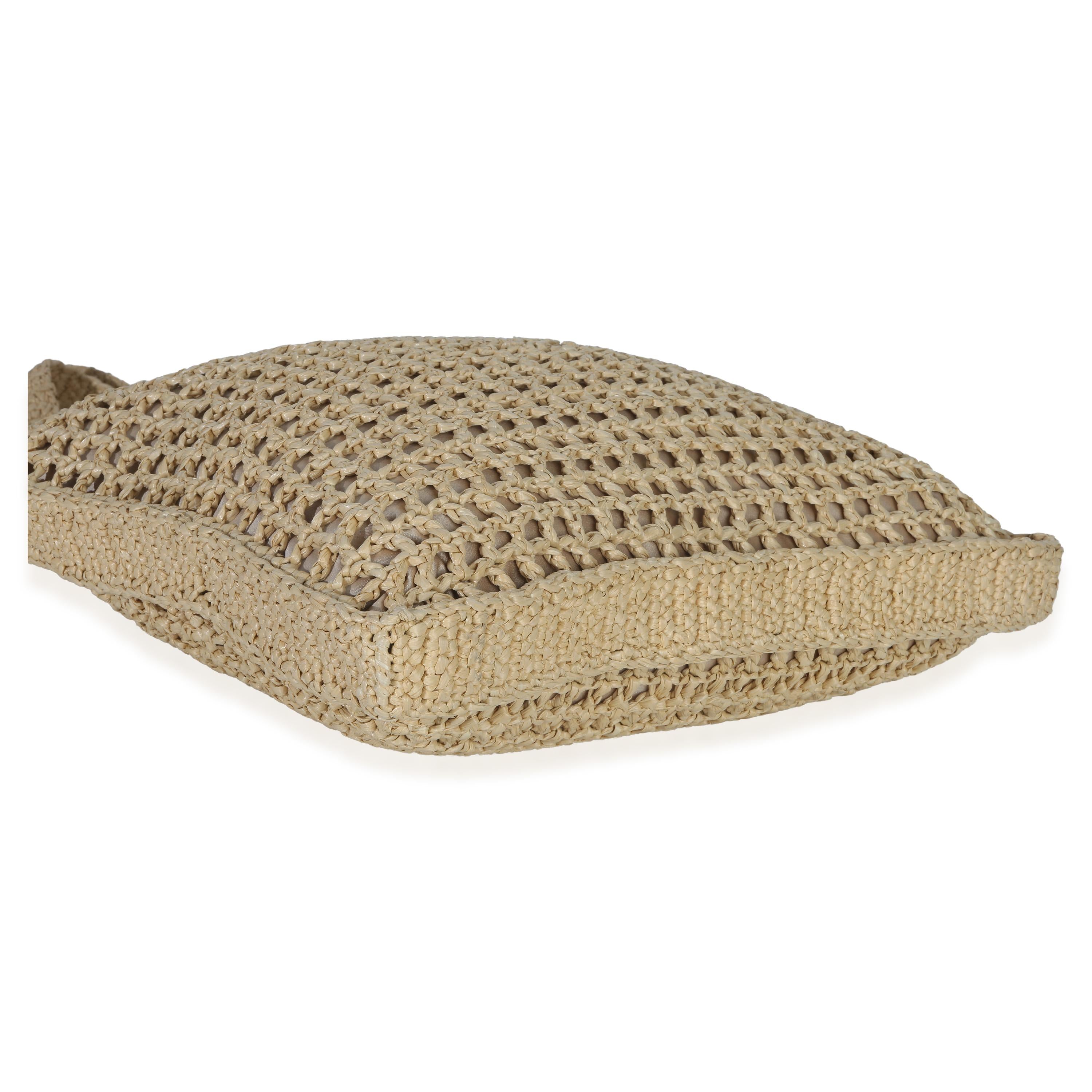 Prada  Raffia Effect Logo Crochet Tote