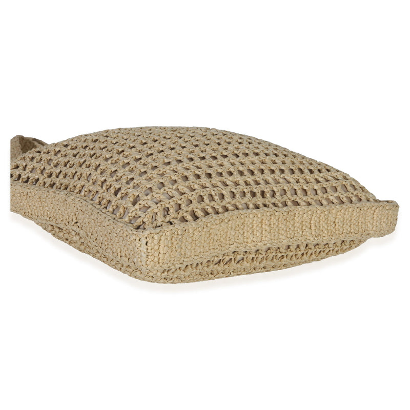 Prada  Raffia Effect Logo Crochet Tote