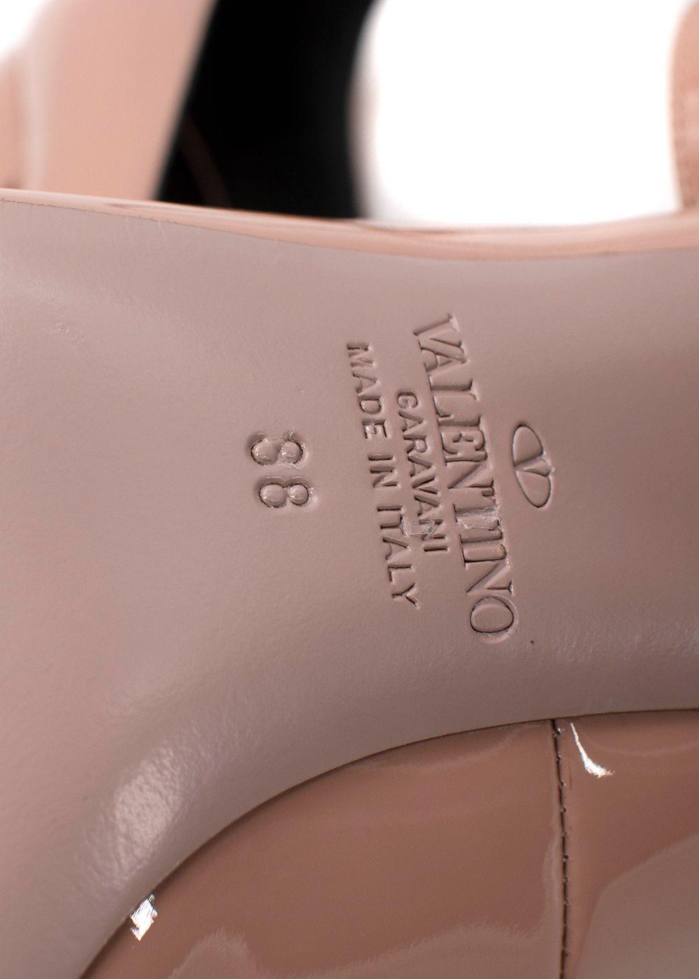 Dusty-Pink Patent Point Toe Block Heeled Pumps