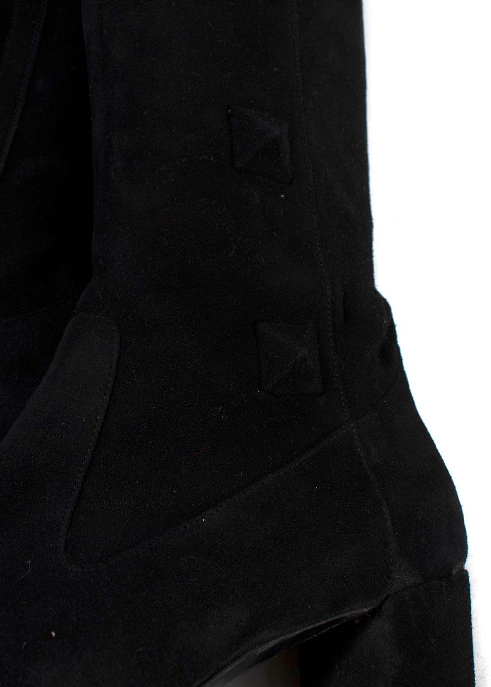 Valentino Black Suede Rockstud OTK Boots