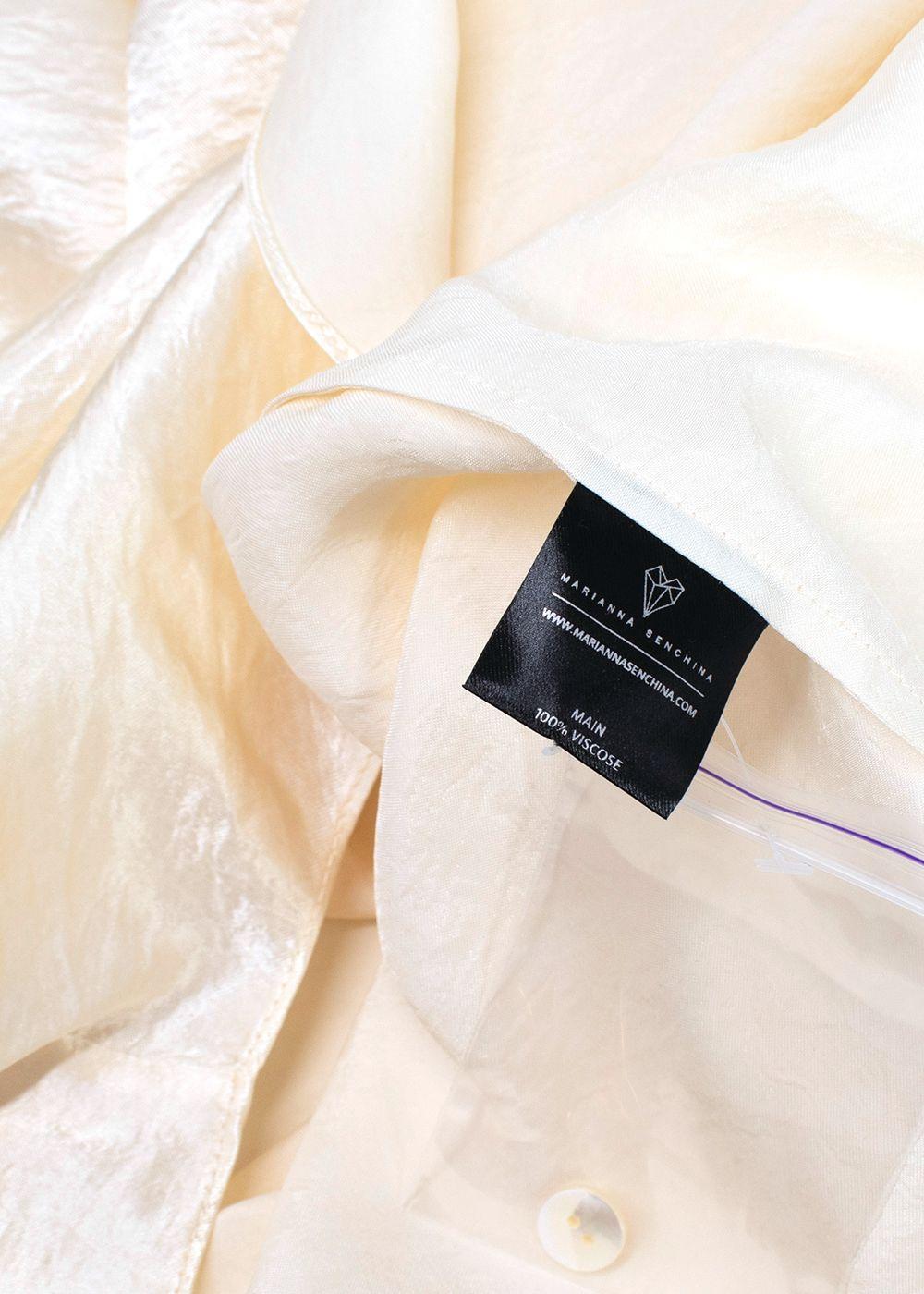 Marianna Senchina Cream Satin Open Draped-back Blouse