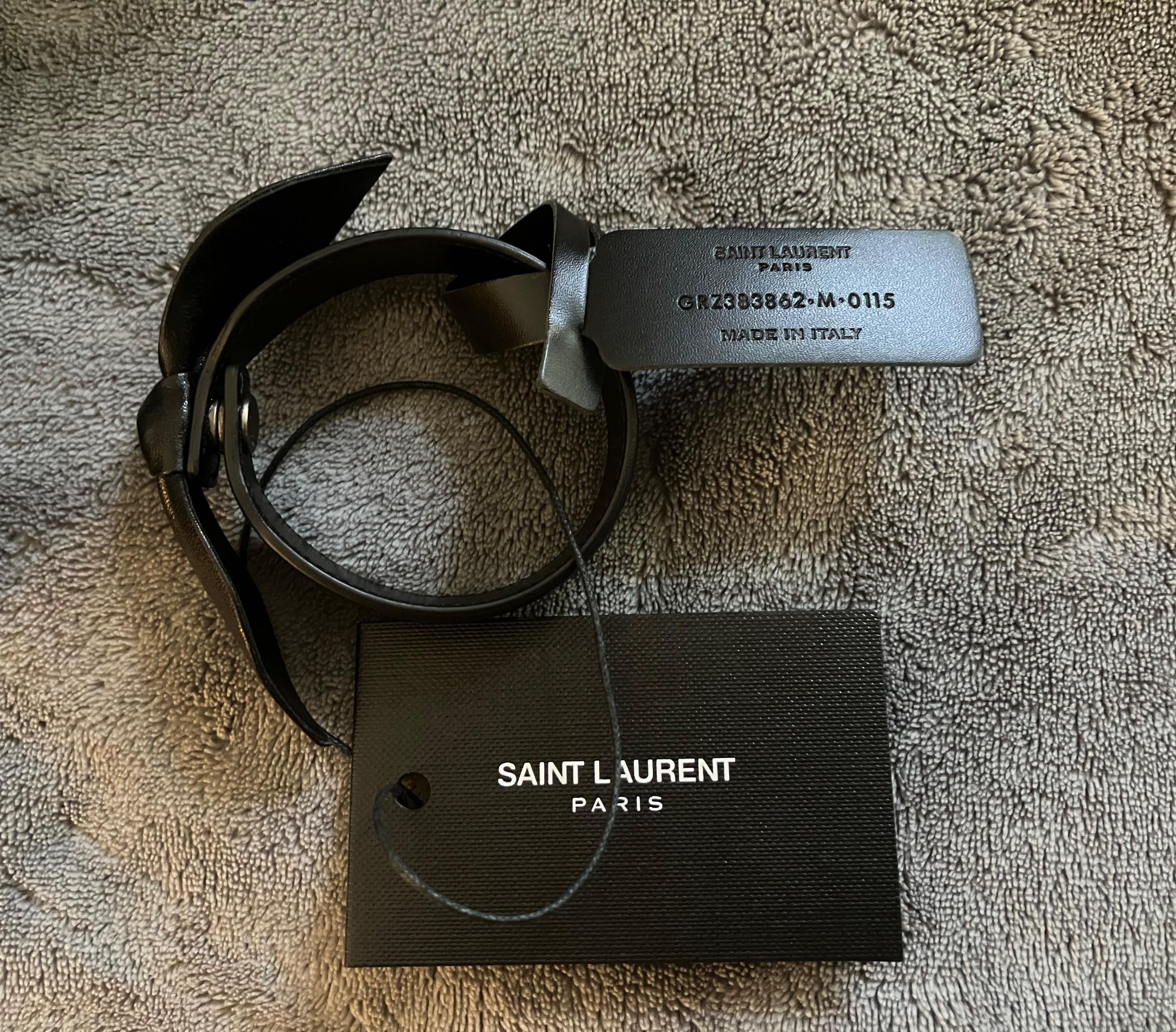 Saint Laurent Black Leather Bow Bracelet