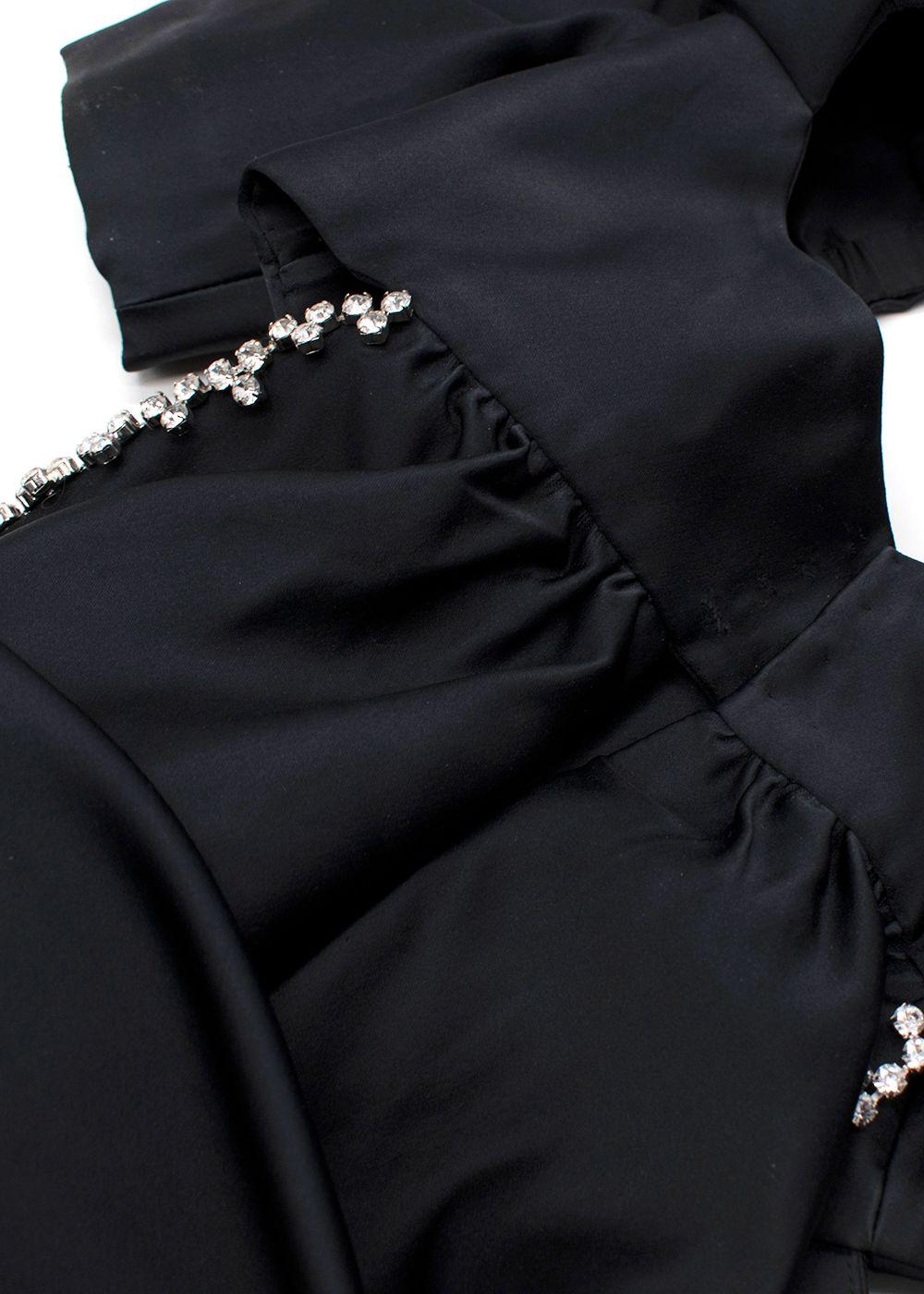 Area Puff-Sleeved Cut-Out Embellished Flared Mini Dress