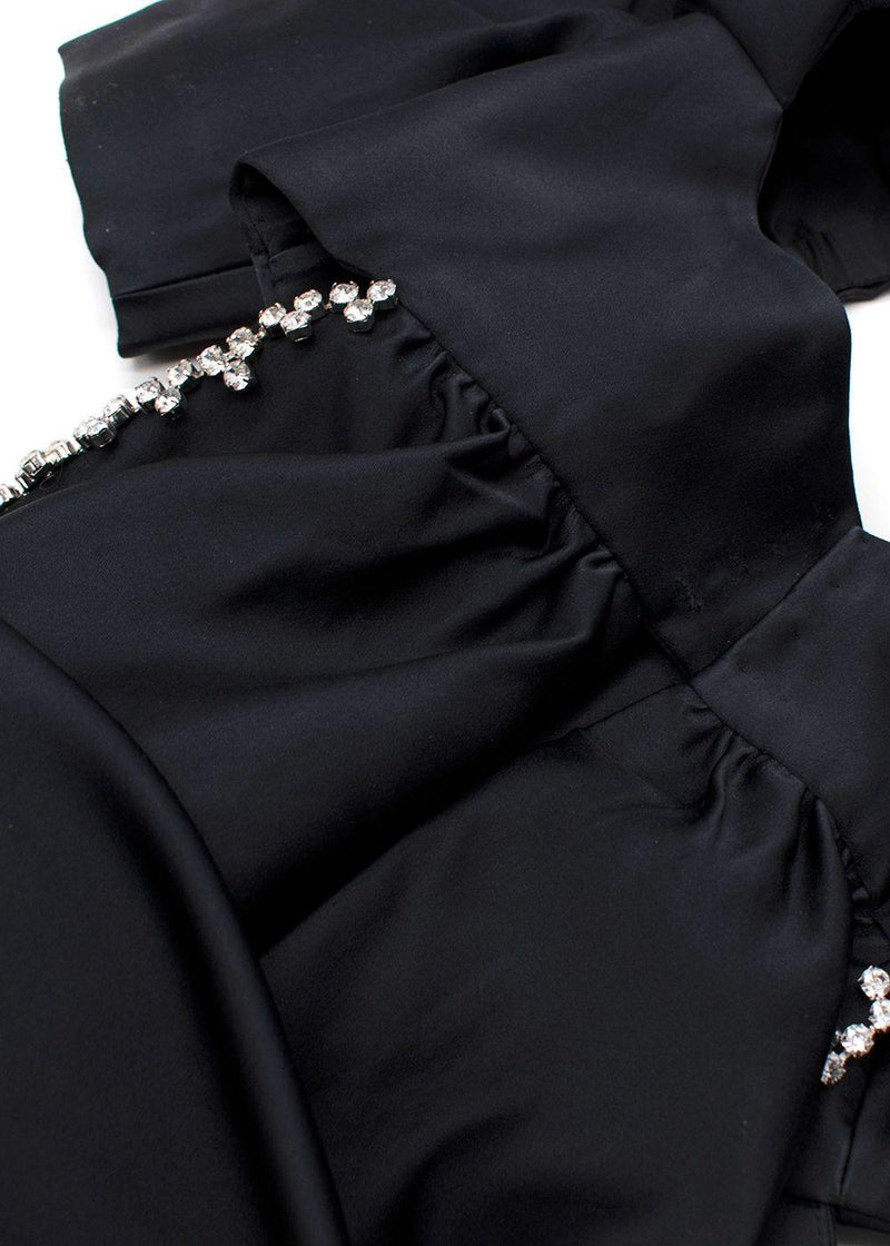 Area Puff-Sleeved Cut-Out Embellished Flared Mini Dress