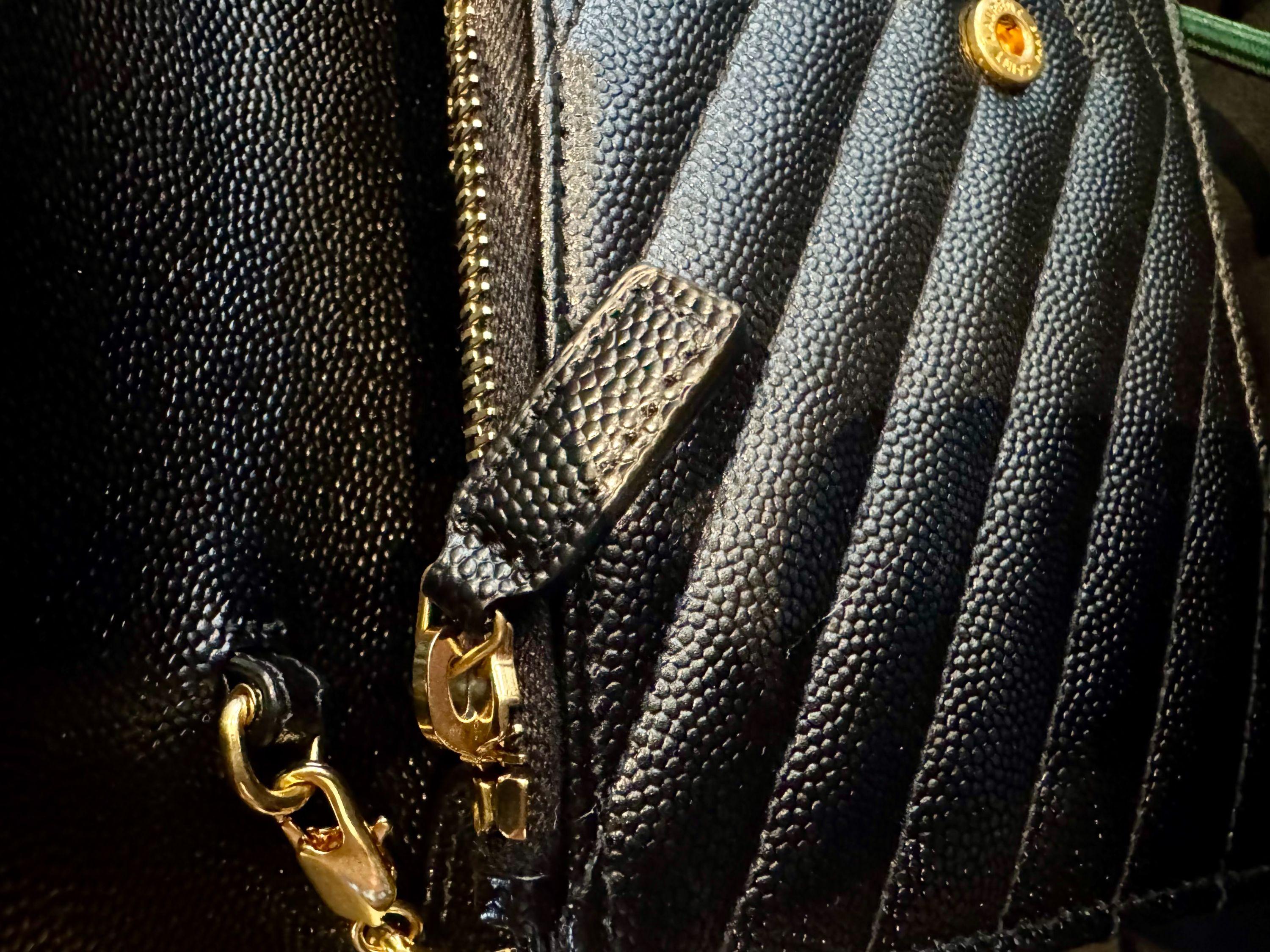 Saint Laurent Black Leather Cassandra Bag