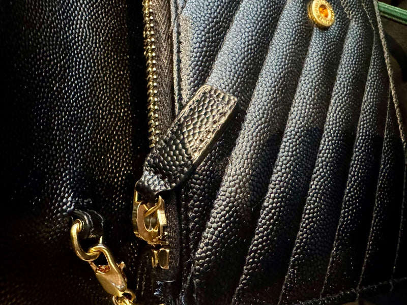 Saint Laurent Black Leather Cassandra Bag