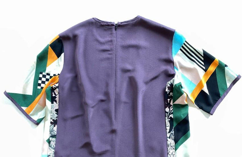 MSGM Multi-Print Silk Twill Shift Dress