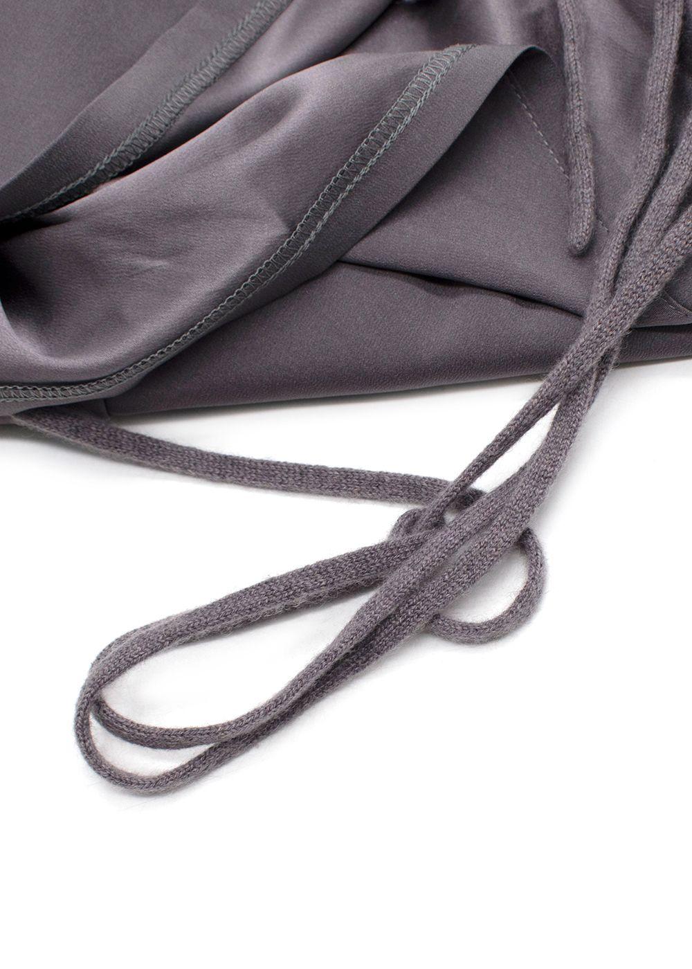Brunello Cucinelli Cashmere Wool Grey Draped Top with Waist Tie