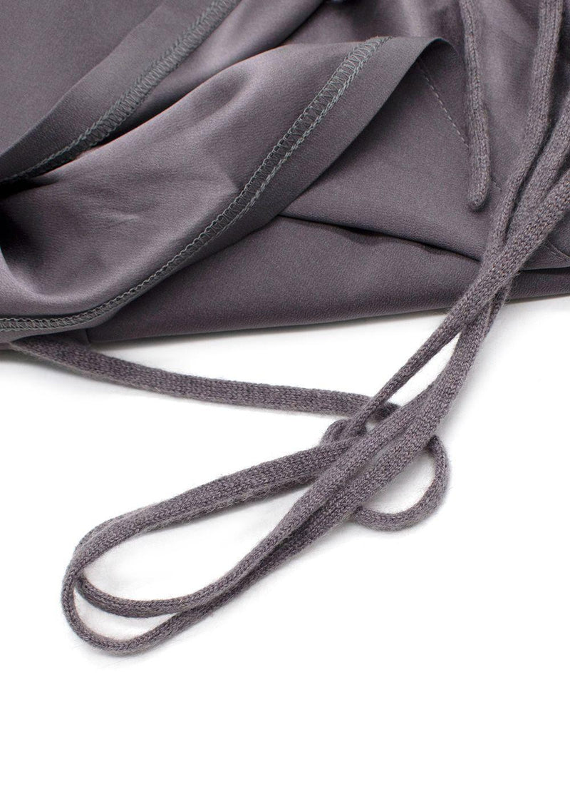 Brunello Cucinelli Cashmere Wool Grey Draped Top with Waist Tie