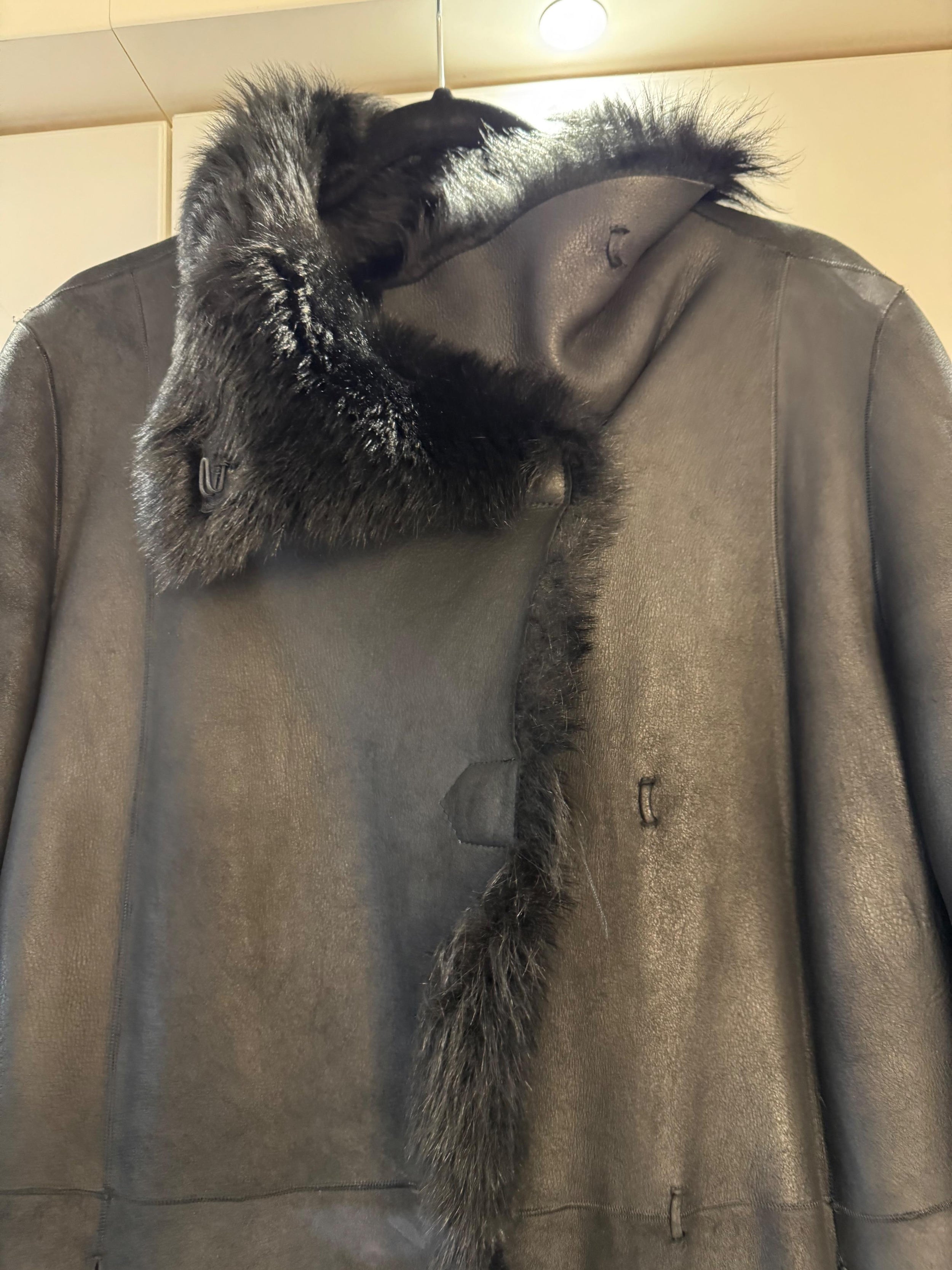 Joseph Black Maxi Shearling Coat