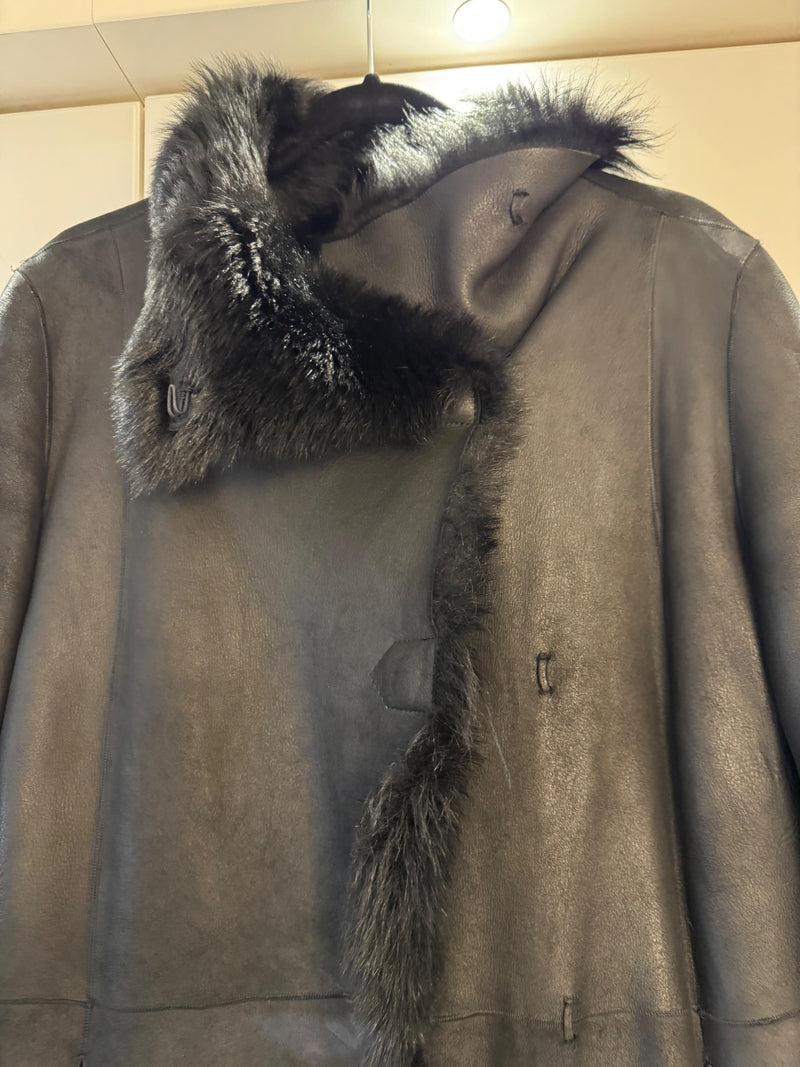 Joseph Black Maxi Shearling Coat