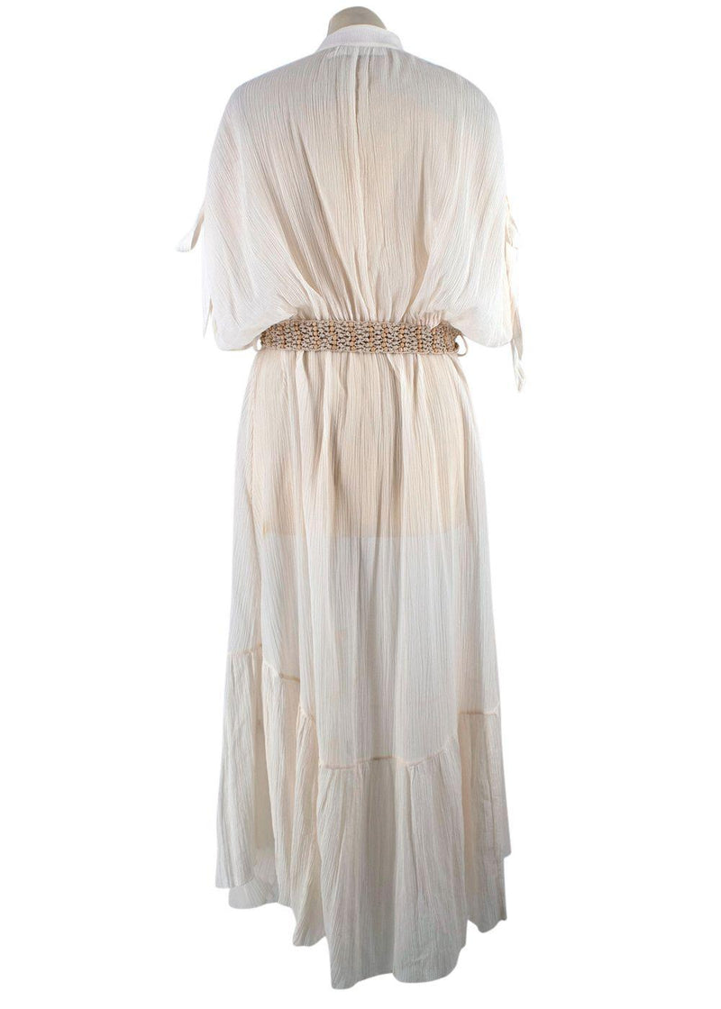 Zimmerman White Sheer Freja Midi Shirt Dress
