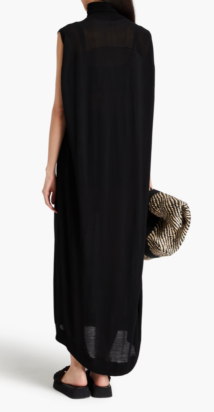 Toteme Black Wool Cocoon Maxi Dress