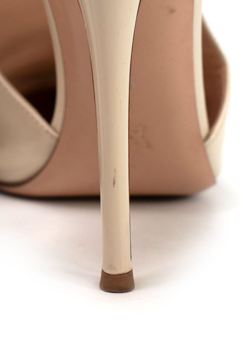 Gianvito Rossi Beige Patent Leather Aramis Mules