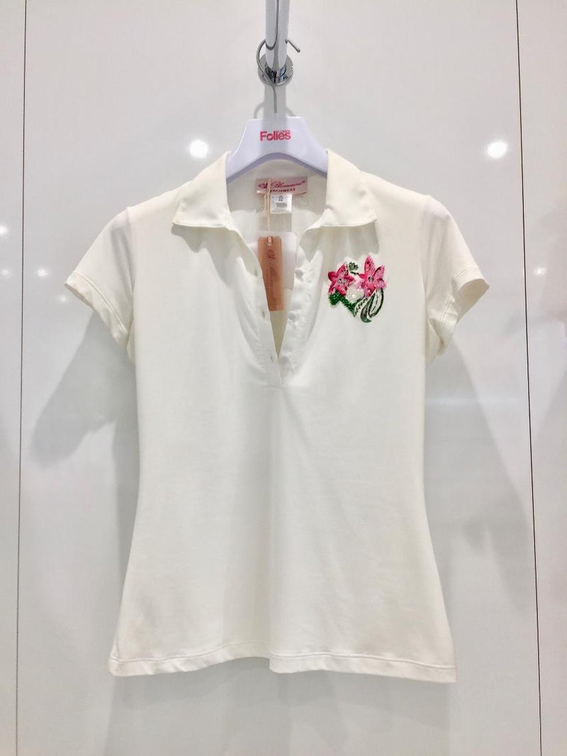 Blumarine Hand Painted & Embroidered Floral Top