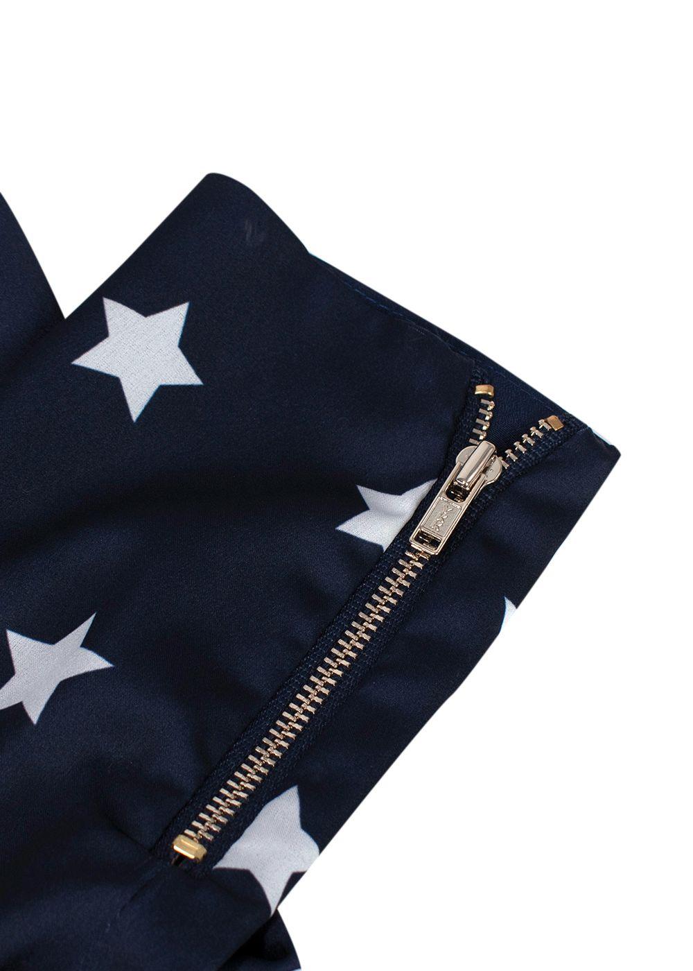 Self Portrait Navy Star Print Ruffle Mini Dress