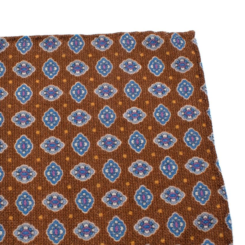 Michele Negri Brown & Blue Wool & Silk Handkerchief