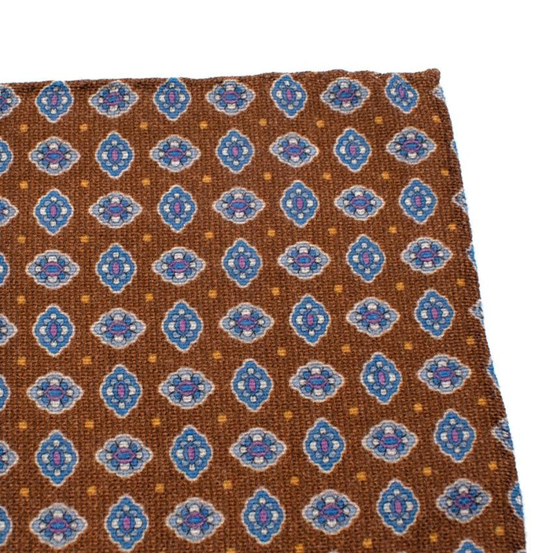 Michele Negri Brown & Blue Wool & Silk Handkerchief