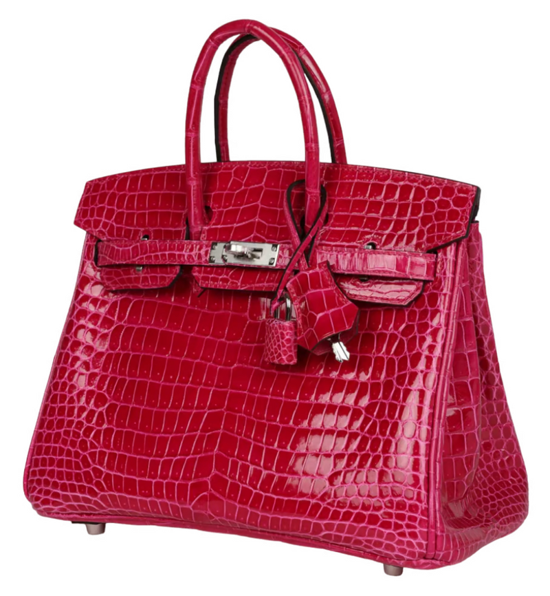 Hermes Birkin 25 Crocodile Porosus Lisse Rose Mexico Palladium Hardware