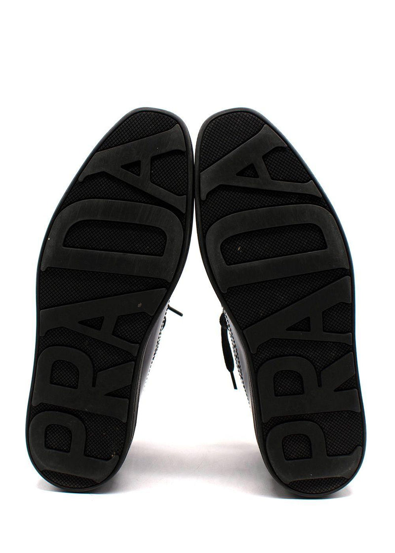 Prada Black Brushed Leather Derby Brogues