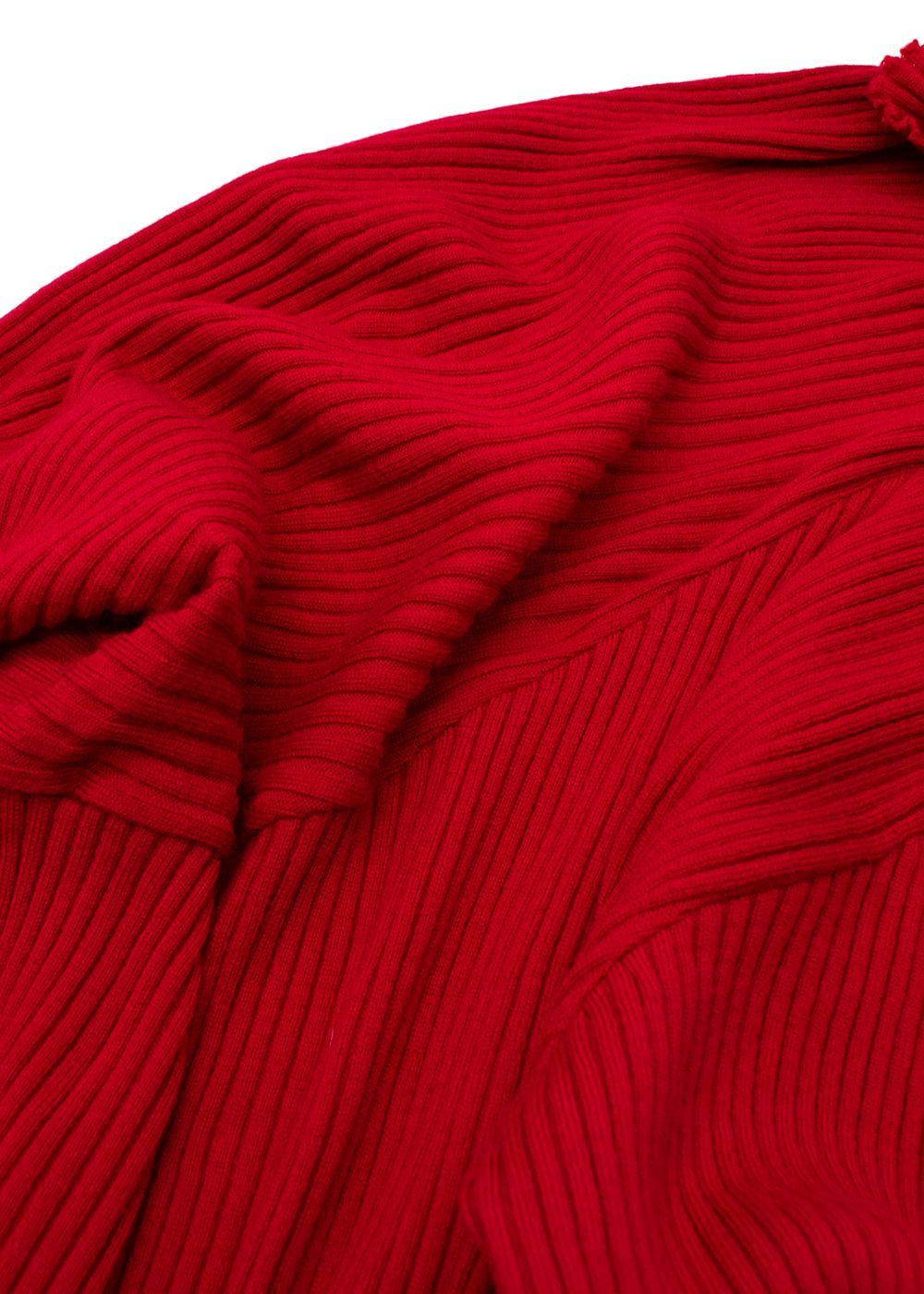 Marques Almeida Red Knitted Asymmetric Wool Dress