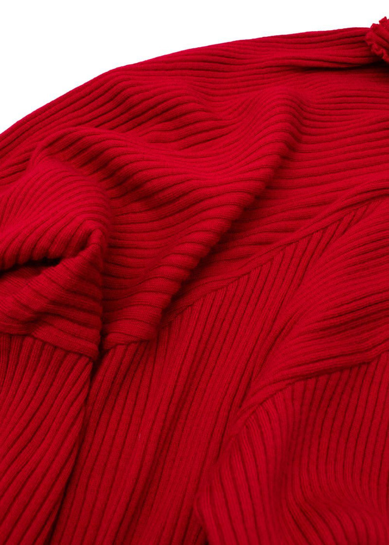 Marques Almeida Red Knitted Asymmetric Wool Dress