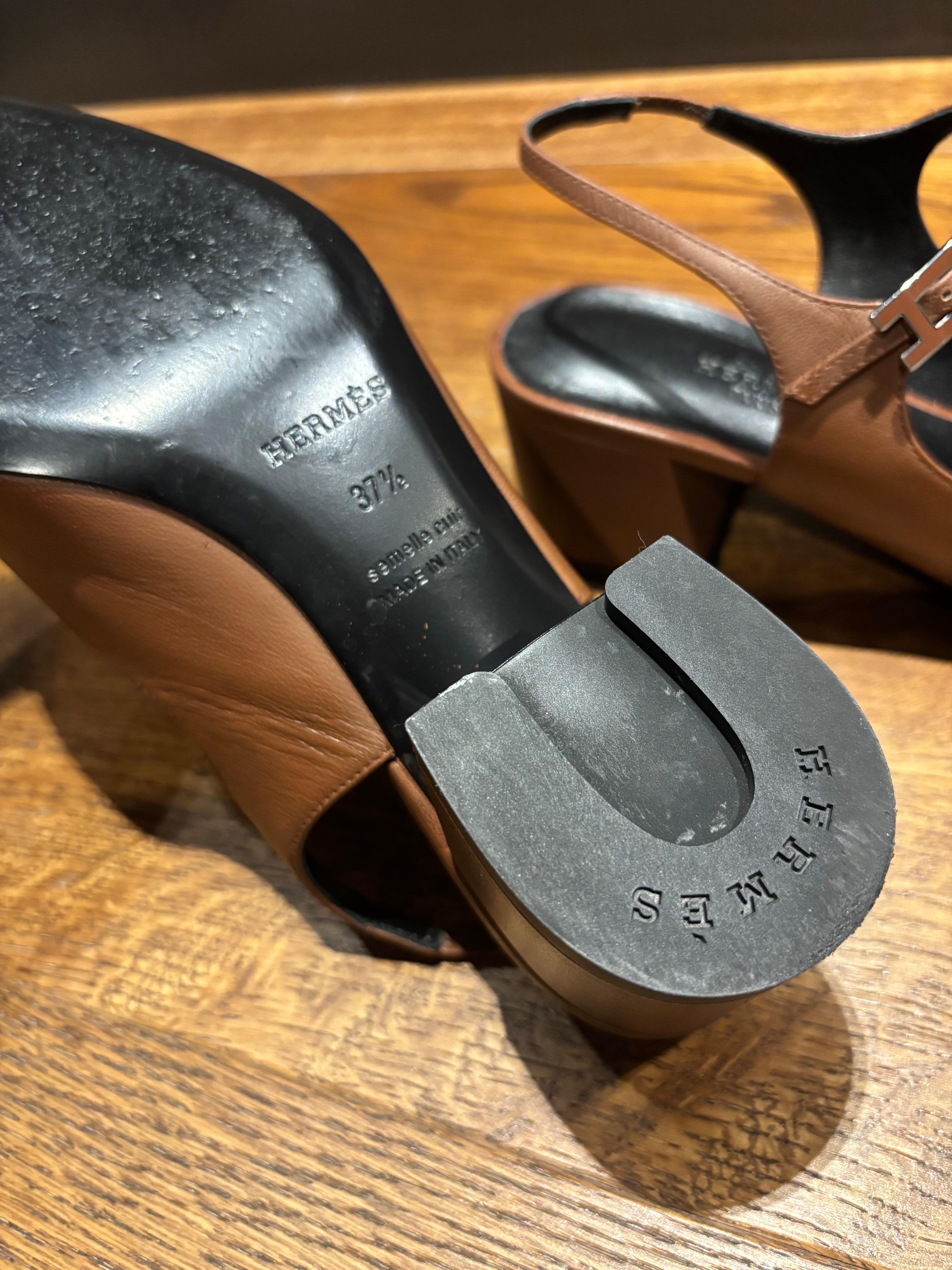 Hermes Tan Jackie Sandals