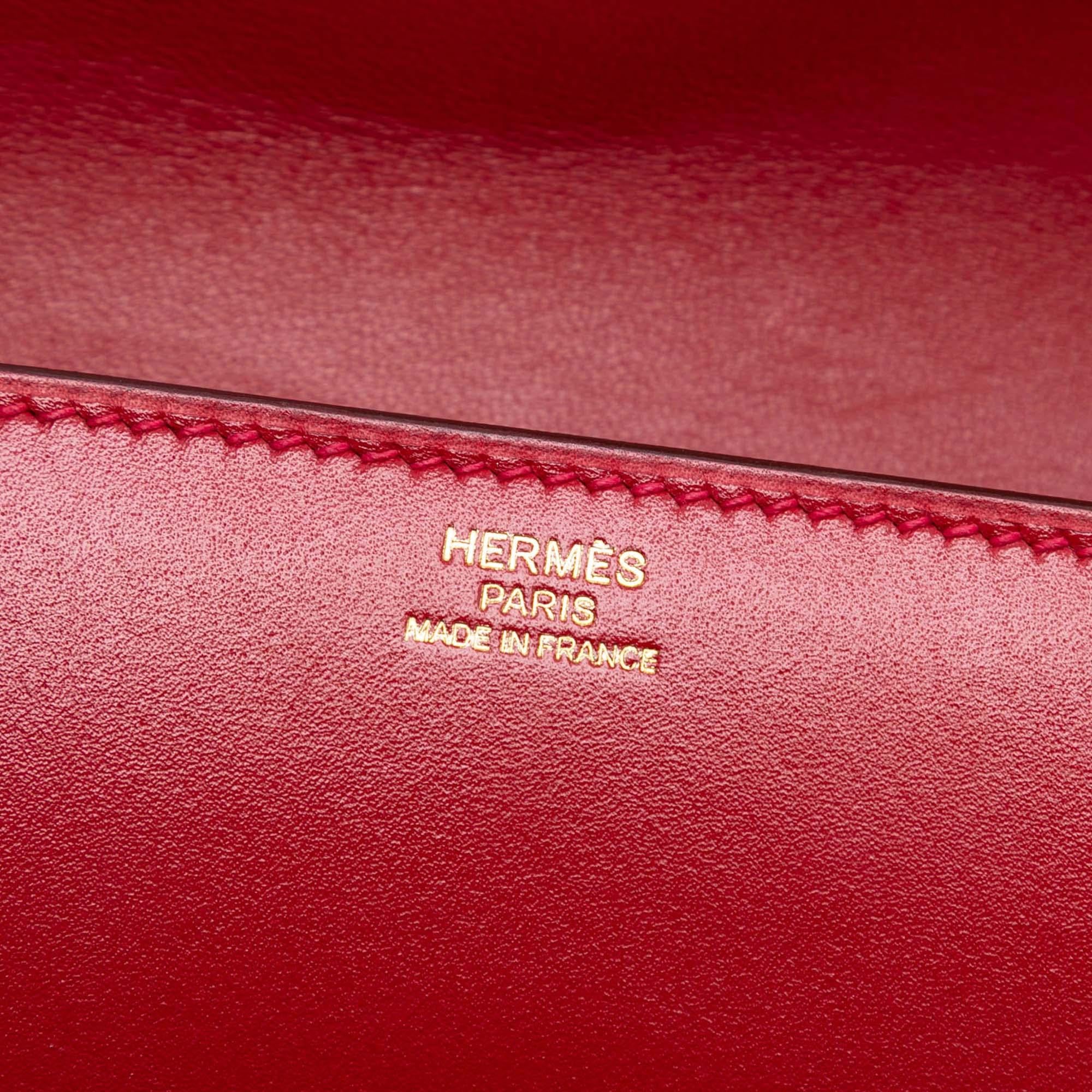 Hermes Rouge Vif Tadelakt Egee Clutch
