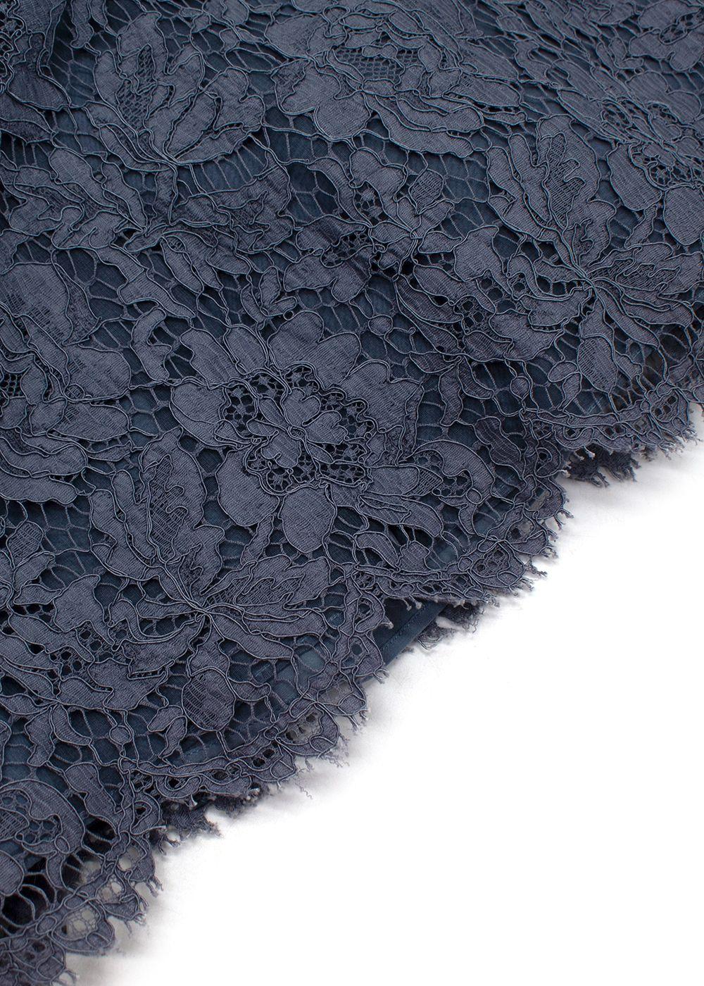 Valentino Steel Blue Floral Lace Dress
