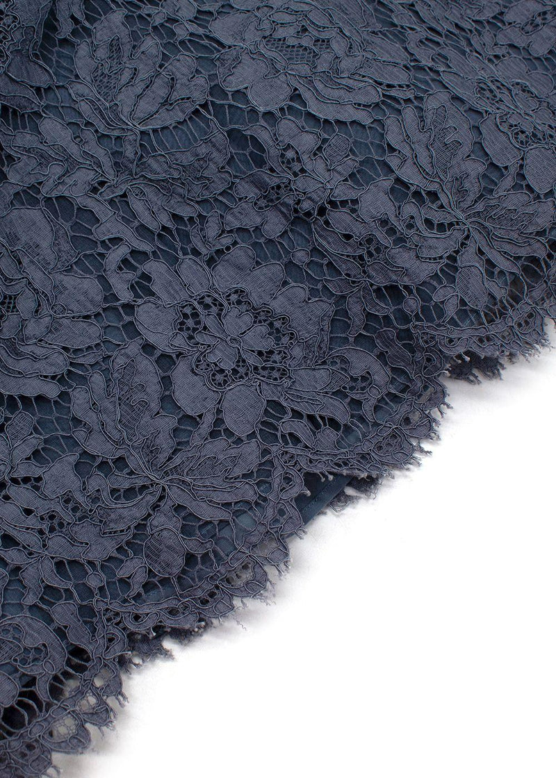 Valentino Steel Blue Floral Lace Dress