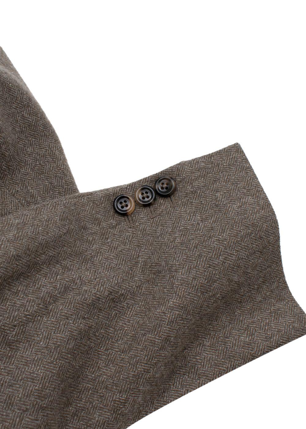 Vintage Stone Herringbone Tweed Single Breasted Blazer
