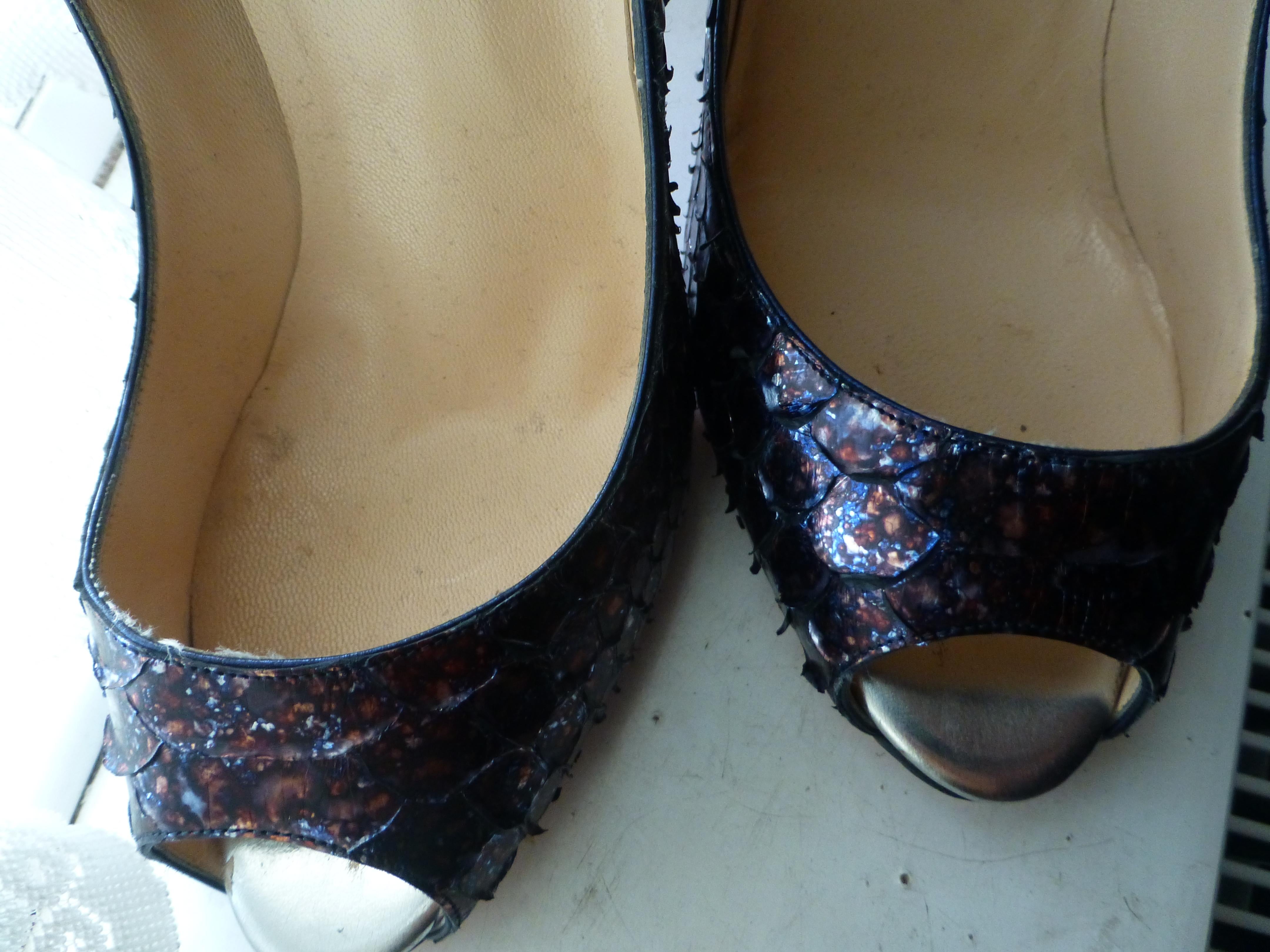 CHRISTIAN LOUBOUTIN Blue Acid Python Lady Claude 38.5 UK 5.5 US 8.