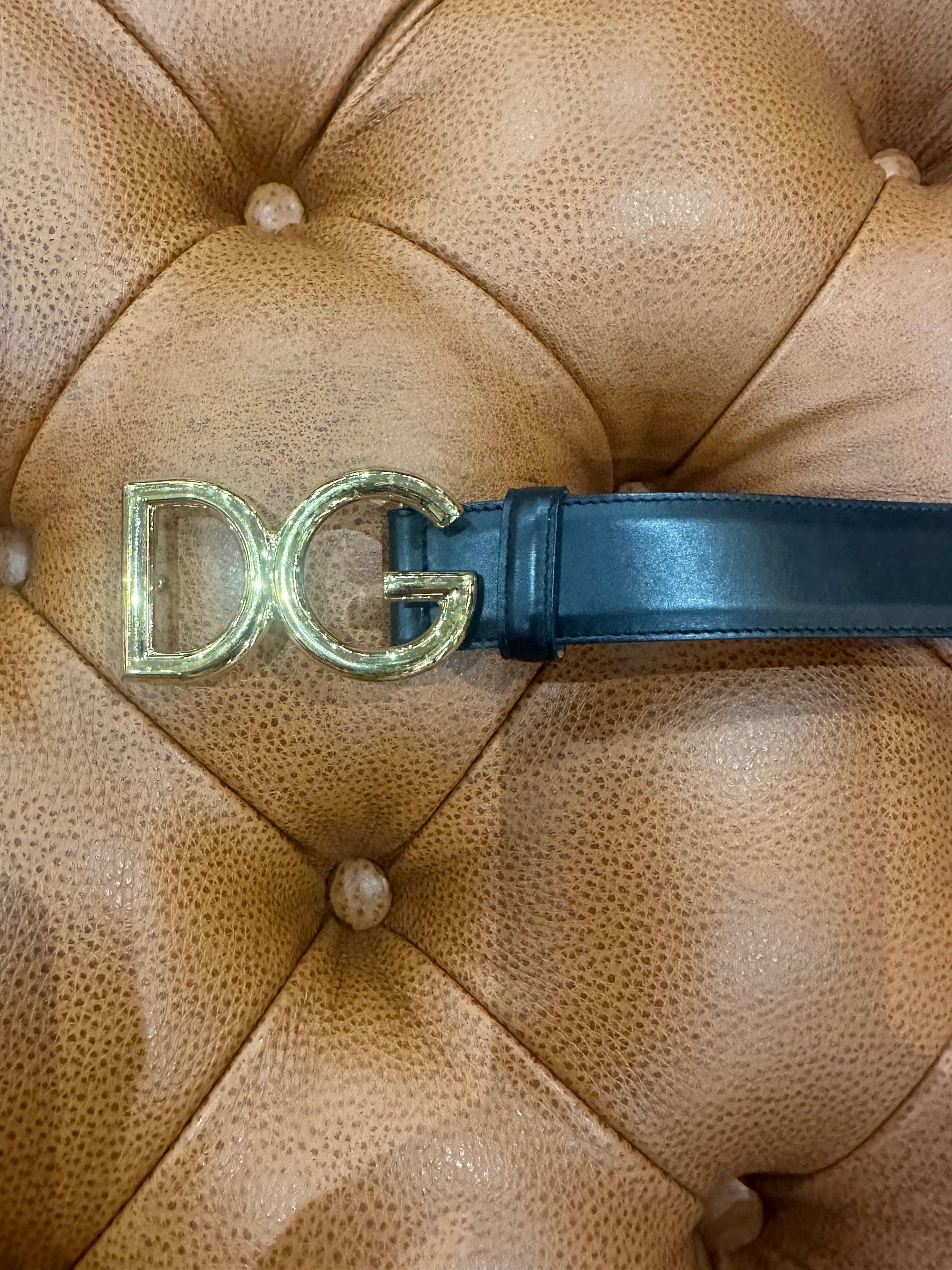 Dolce & Gabbana Black Leather DG Belt