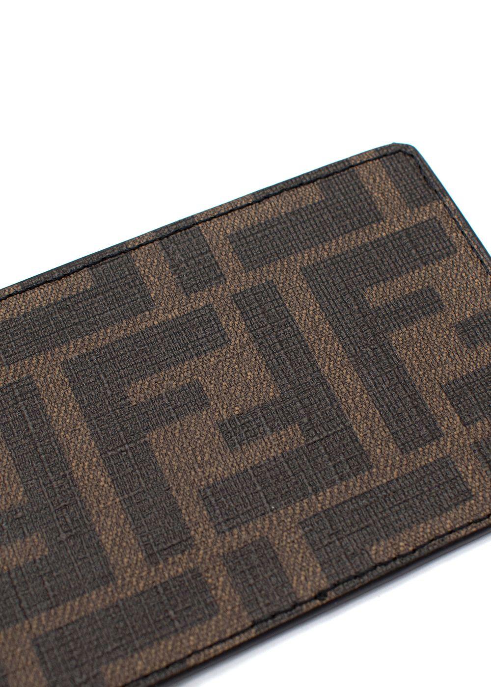 Fendi Monogram Zucca FF Logo Leather Card Holder