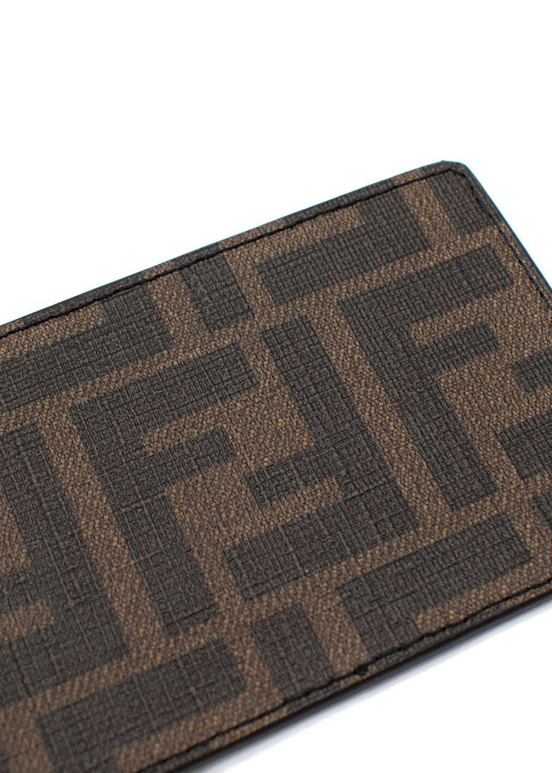 Fendi Monogram Zucca FF Logo Leather Card Holder