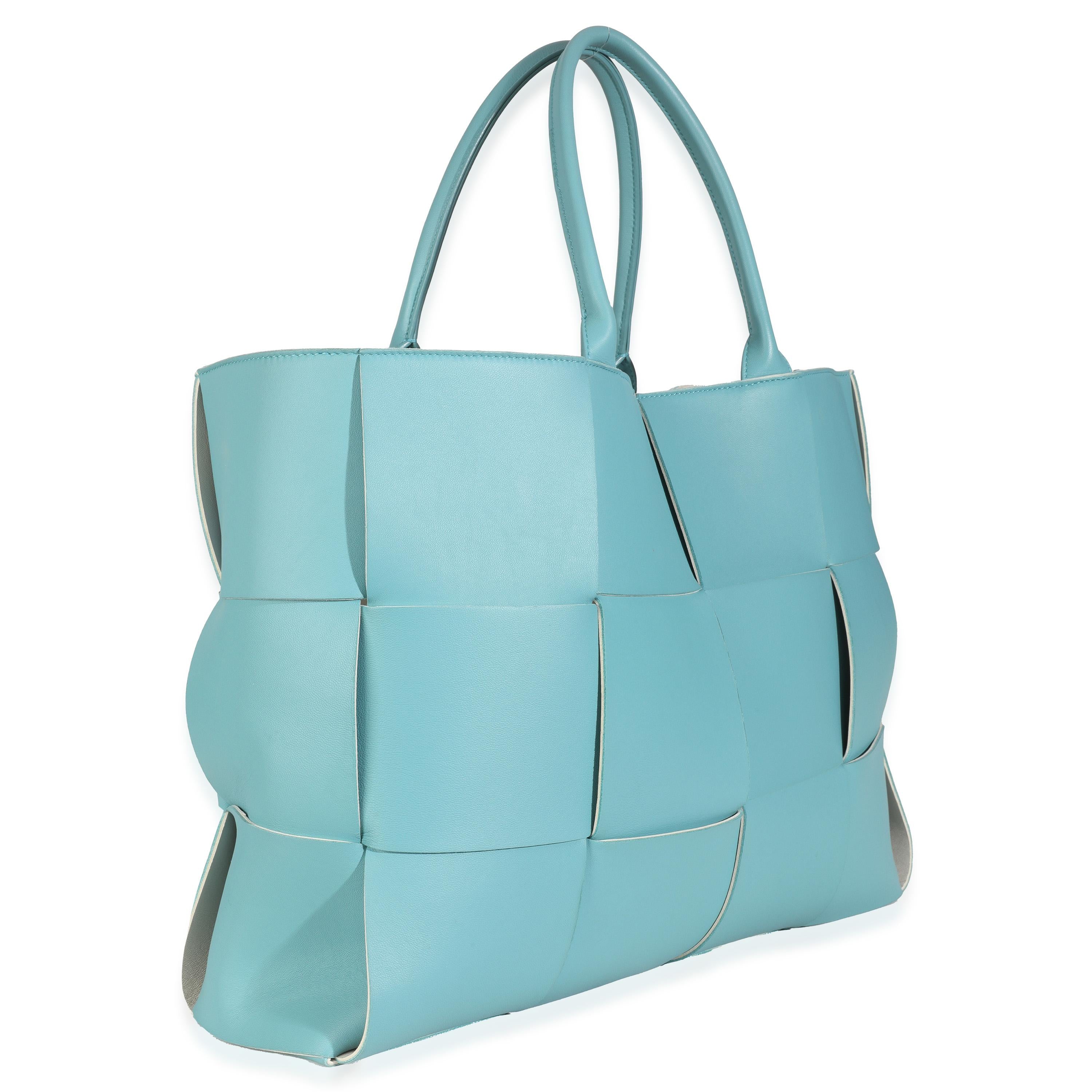Bottega Veneta Blue Linoleum Nappa Maxi Intrecciato Large Arco Tote
