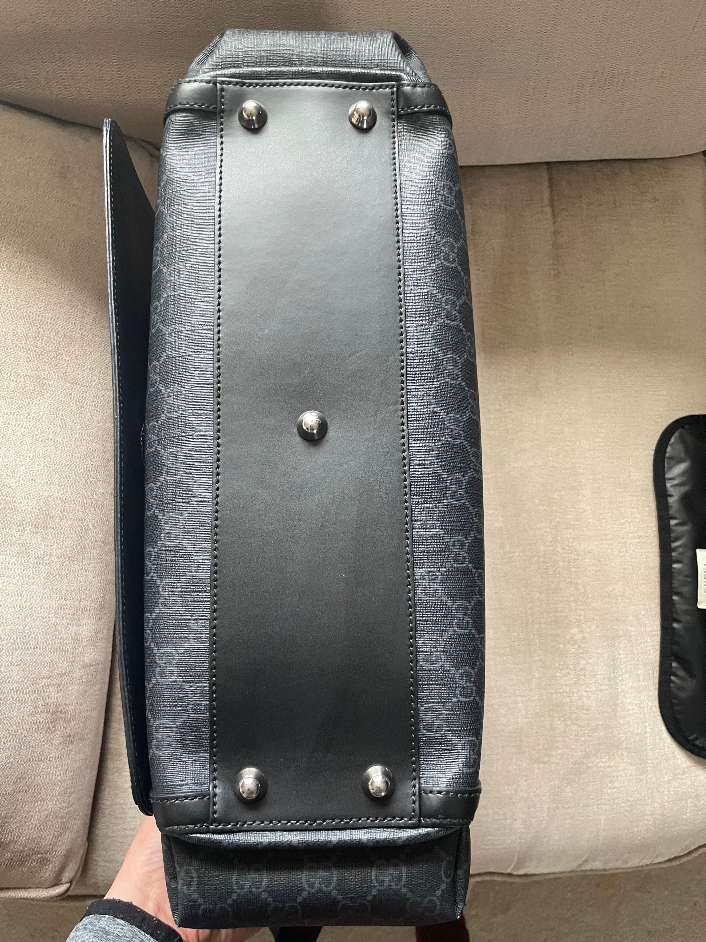 Black GG Monogram Canvas Changing Bag