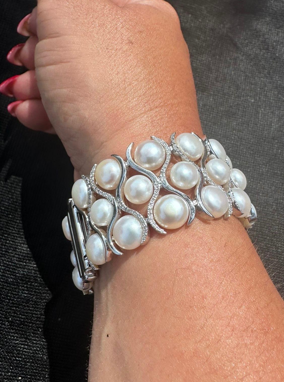 Yvel Pearl, White Gold And Diamond Cuff