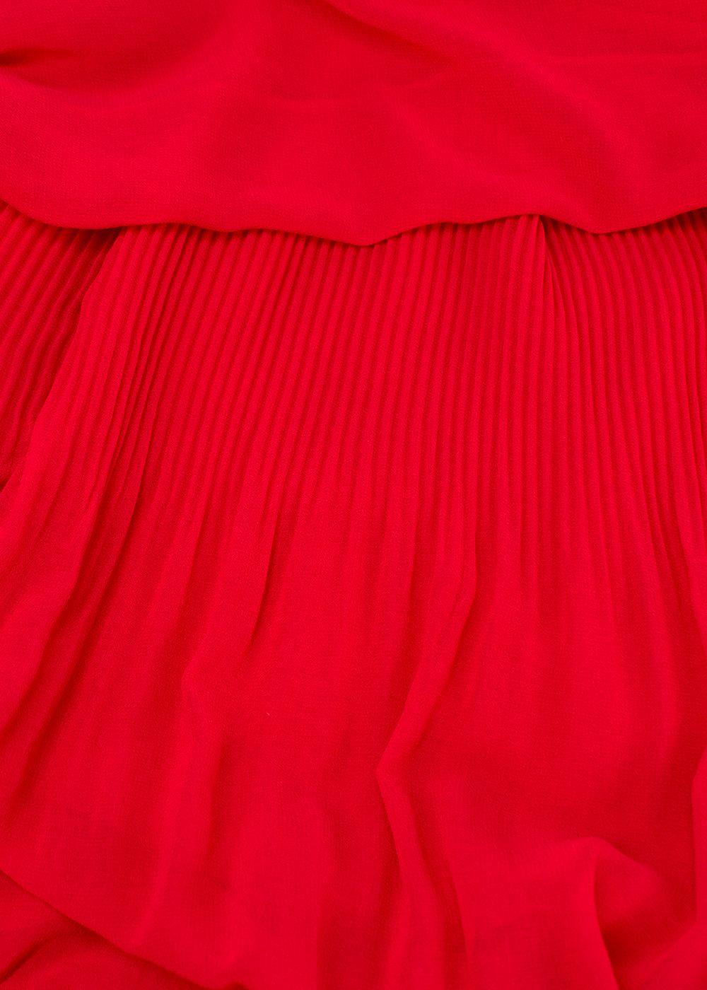 Giamba Red Floral Embroidered Pleated Blouse