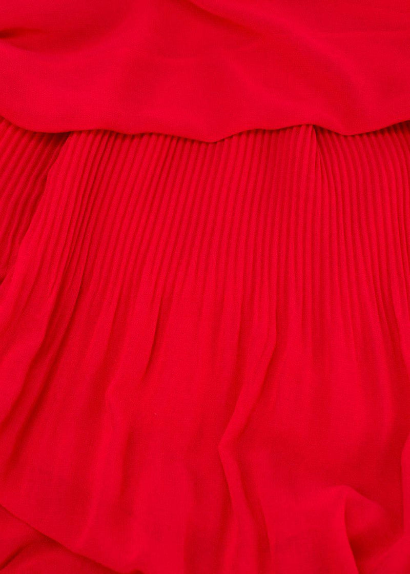 Giamba Red Floral Embroidered Pleated Blouse