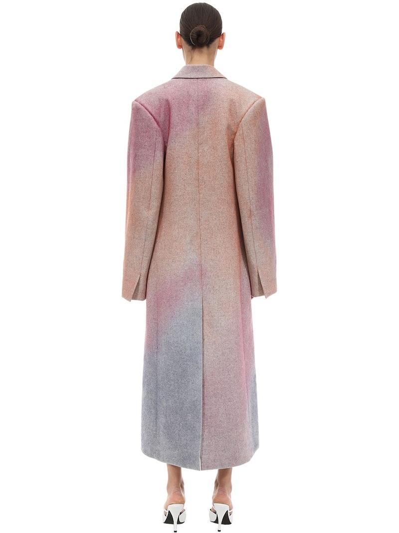 Blue & Pink Ombre Wool Long Coat