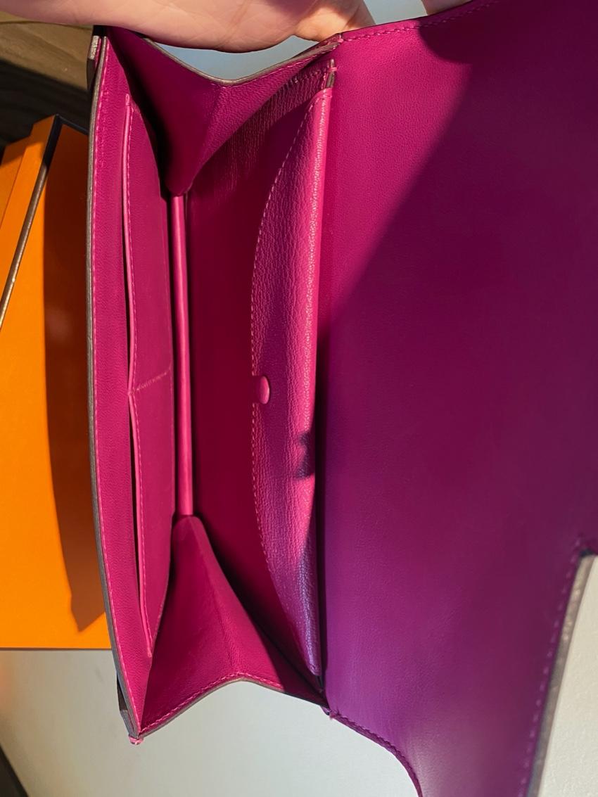 Hermes Magnolia Mysore Goatskin Verrou Clutch PHW