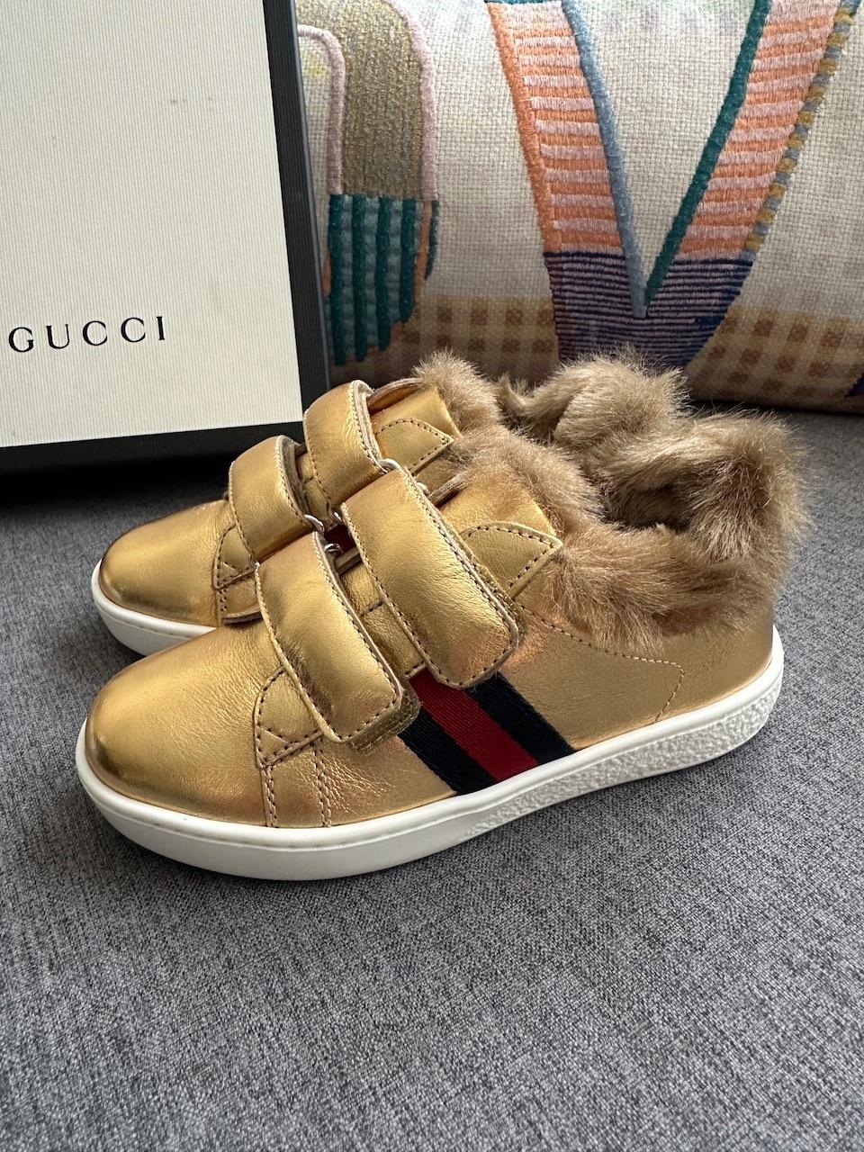 Gucci Gold Fur Lined Sneakers