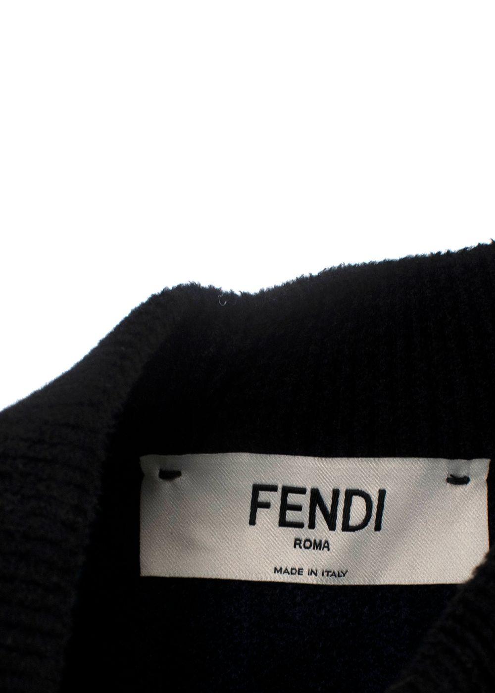 Fendi Blue Embossed Crewneck Jumper