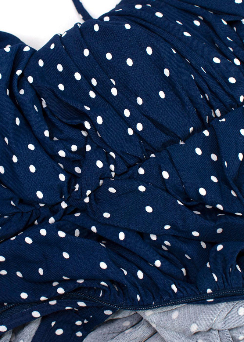 Magda Butrym Navy Polka Dot Halterneck Dress